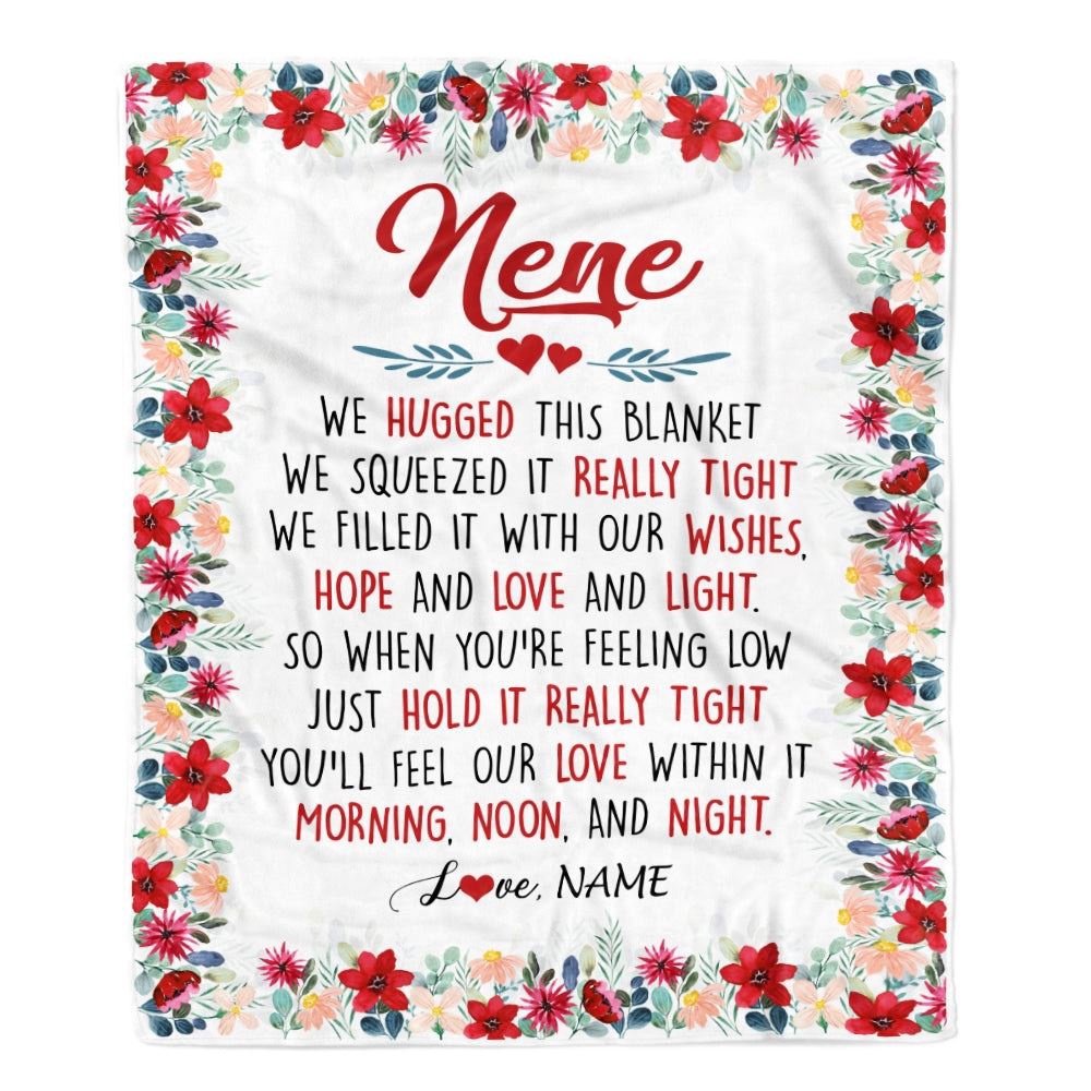 Nene Blanket From Grandkids Grandson Granddaughter We Hugged This Blanket, Personalized Blanket For Mom, Mother’s Day Gifts Blanket