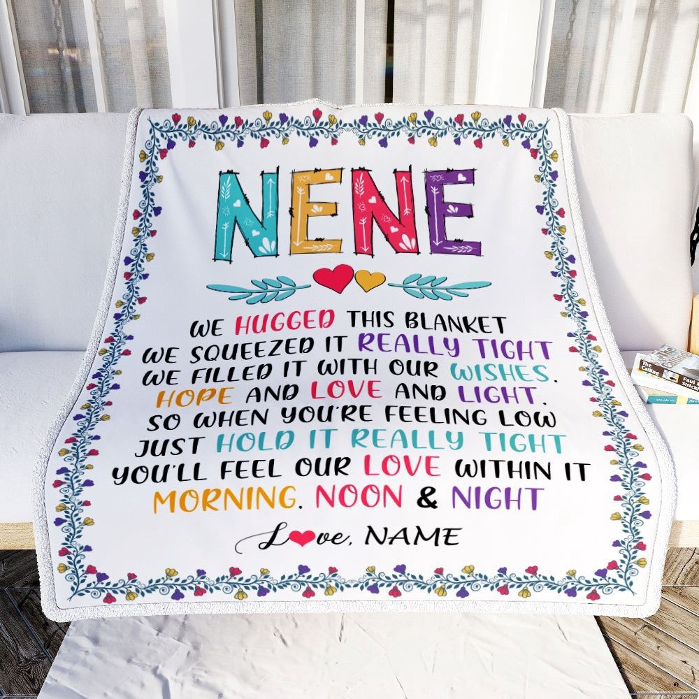 Nene Blanket From Grandkids We Hugged This Blanket, Personalized Blanket For Mom, Mother’s Day Gifts Blanket