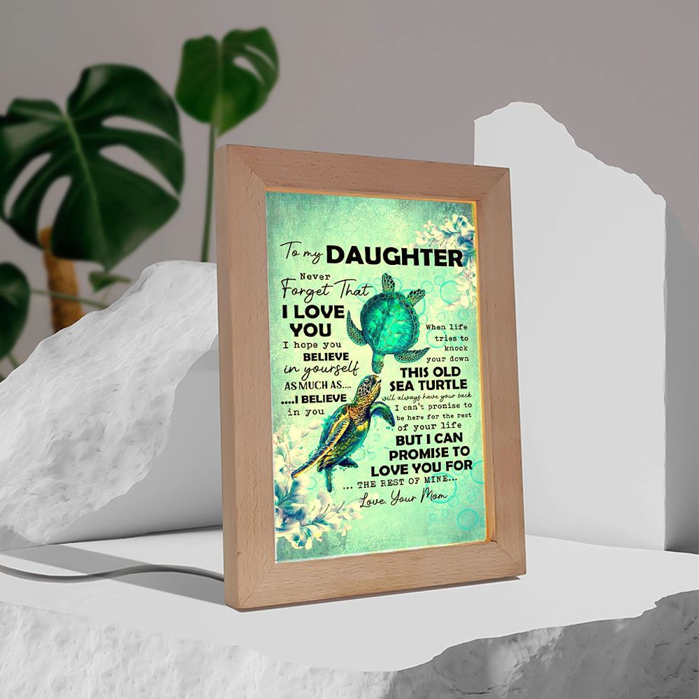 Never Forget That I Love You Mom To Daughter Frame Lamp, Picture Frame Light, Frame Lamp, Mother’s Day Gifts