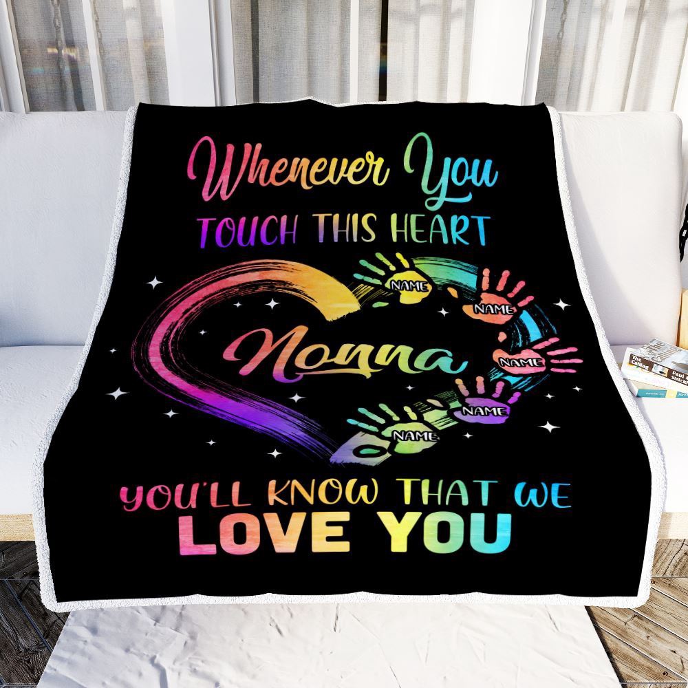 Nonna Blanket From Grandkids Granddaughter Grandson We Love You Grandparent, Personalized Blanket For Mom, Mother’s Day Gifts Blanket