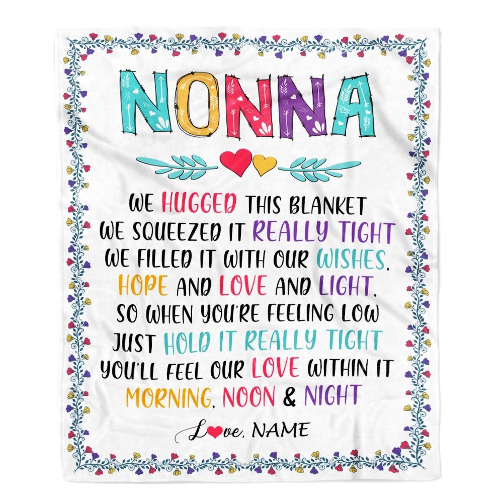 Nonna Blanket From Grandkids We Hugged This Blanket, Personalized Blanket For Mom, Mother’s Day Gifts Blanket
