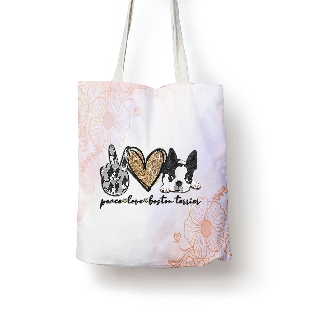 Peace Love Boston Terrier Funny Boston Terrier Lover Dog Mom Tote Bag, Mom Tote Bag, Tote Bags For Moms, Mother’s Day Gifts