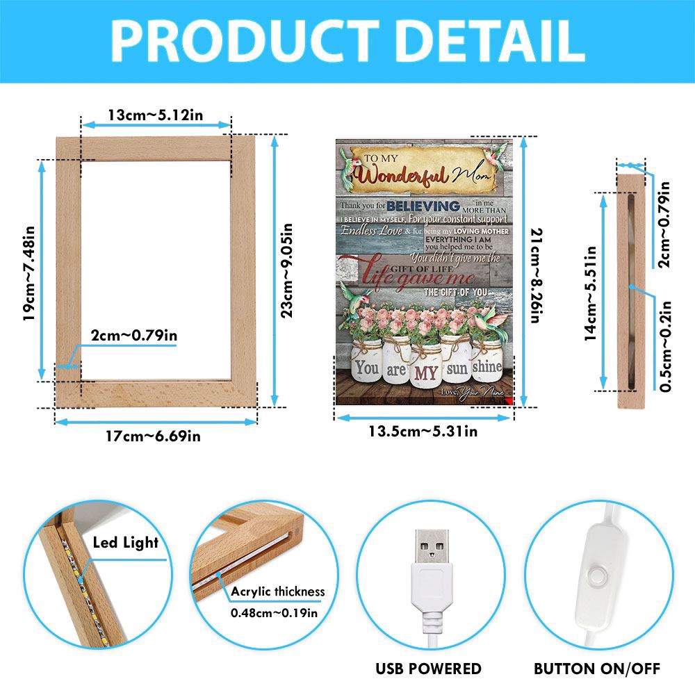 Personalized Thank You For Believing Me Mother’s Day Frame Lamp, Picture Frame Light, Frame Lamp, Mother’s Day Gifts