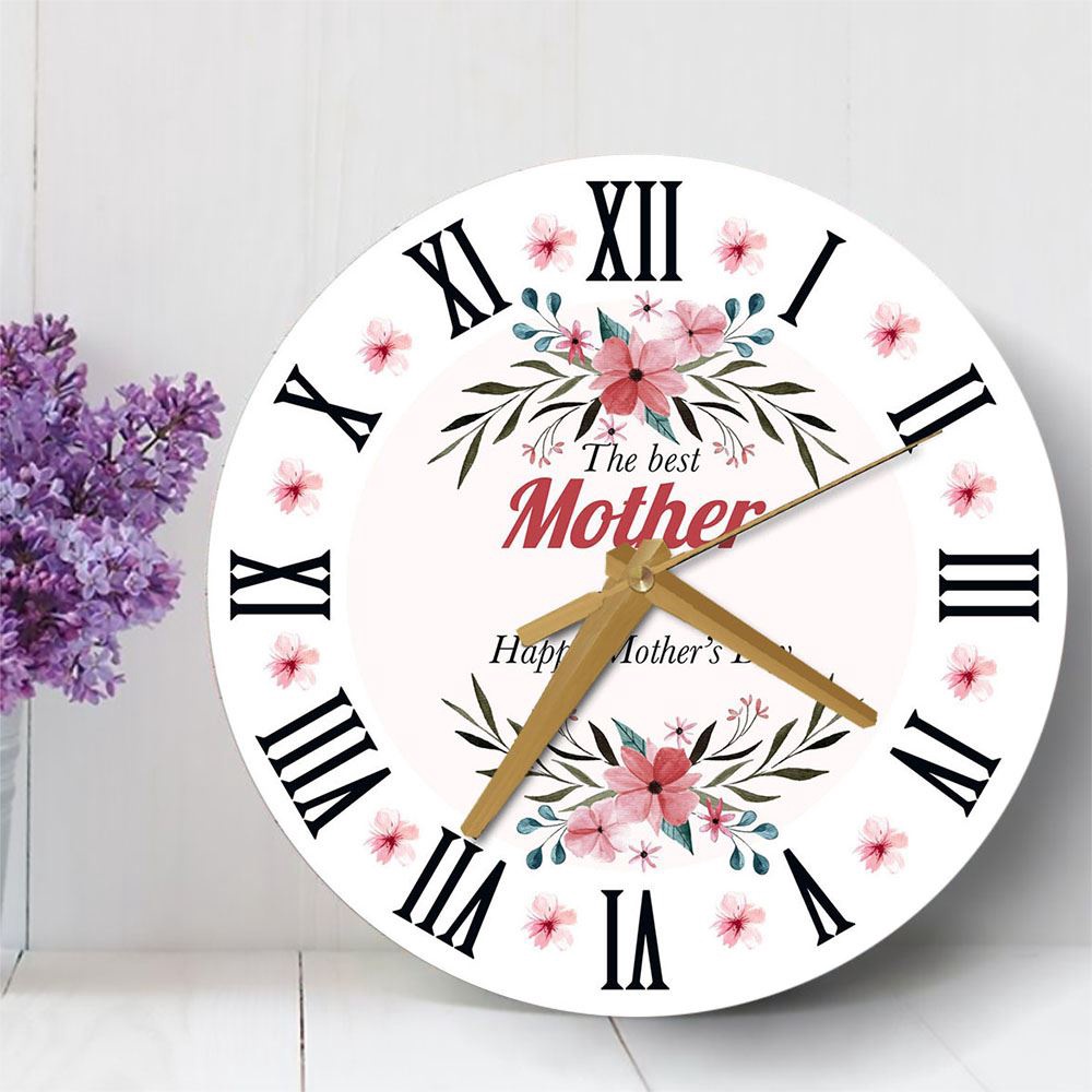 Pink Floral The Best Mother Mother’s Day Gift Personalised Wooden Clock, Mother’s Day Clock, Mother’s Day Gifts