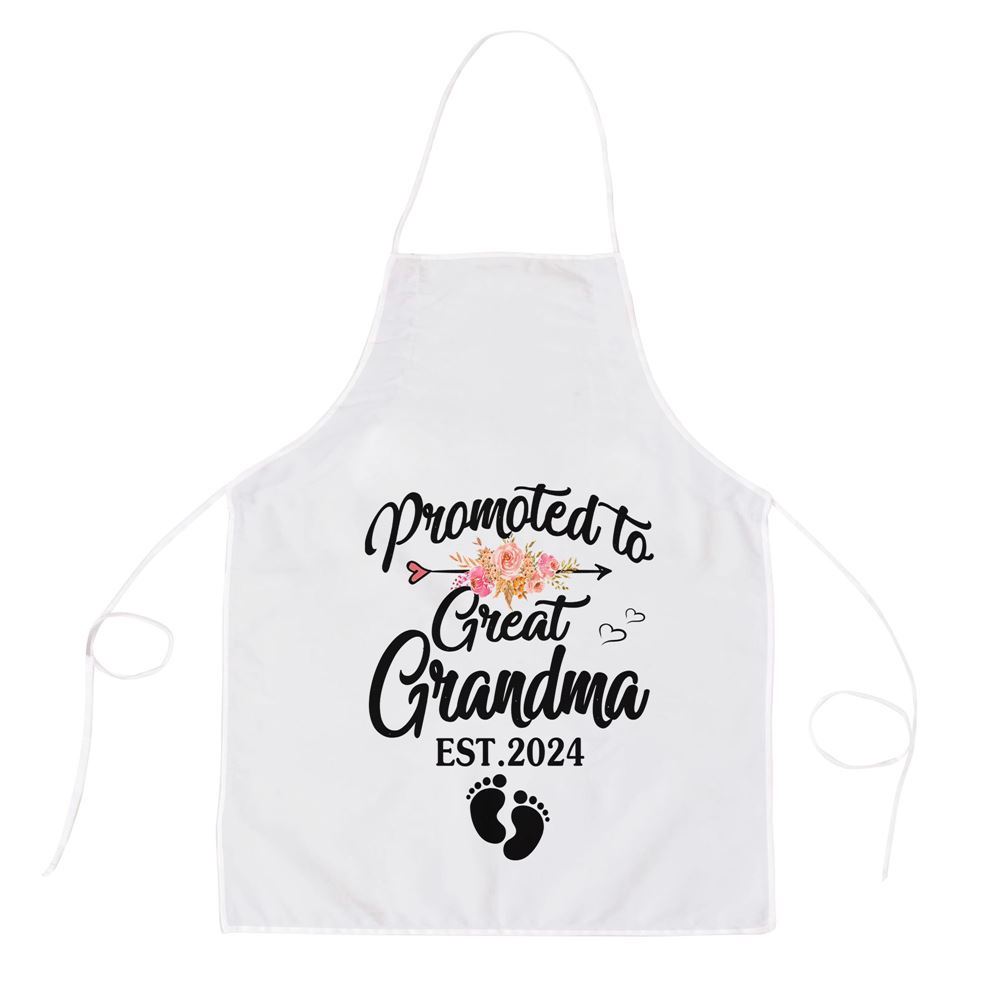 Promoted To Great Grandma 2024 Pregnancy Announcement Apron, Mothers Day Apron, Mother’s Day Gifts