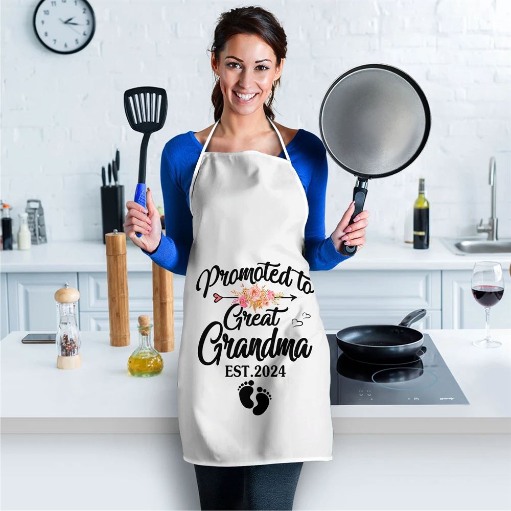 Promoted To Great Grandma 2024 Pregnancy Announcement Apron, Mothers Day Apron, Mother’s Day Gifts