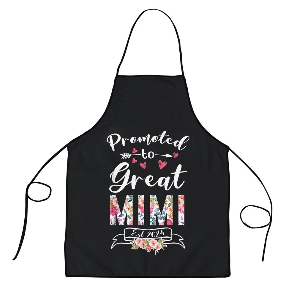 Promoted To Great Mimi Est 2024 Mothers Day Flower Apron, Aprons For Mother’s Day, Mother’s Day Gifts