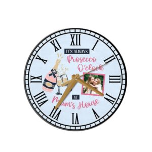 Prosecco O’Wooden Clock Mums House Photo Mother’s&hellip;