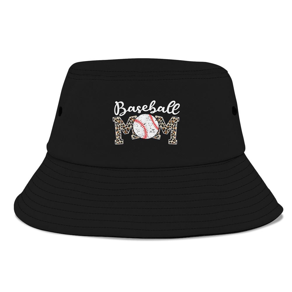 Softball Baseball Mom Leopard Tee Mother’S Day Bucket Hat, Mother Day Hat, Mother’s Day Gifts