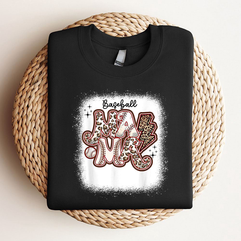 Softball Baseball Mom Leopard Tee Mothers Day Sweatshirt, Mother Sweatshirt, Sweatshirt For Mom, Mum Sweatshirt