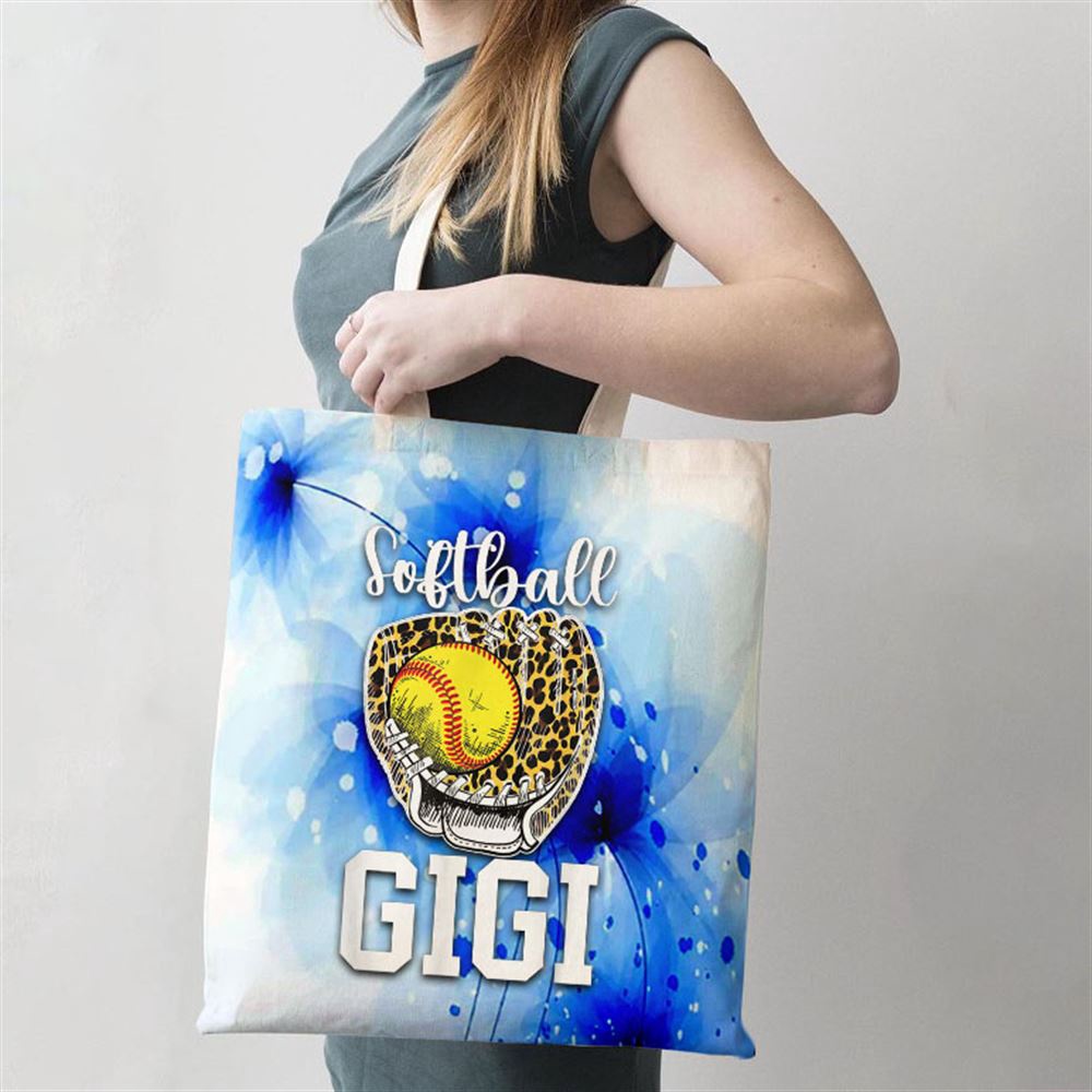 Softball Gigi Grandma Leopard Gigi Of A Softball Player Tote Bag, Mom Tote Bag, Tote Bags For Moms, Gift Tote Bags