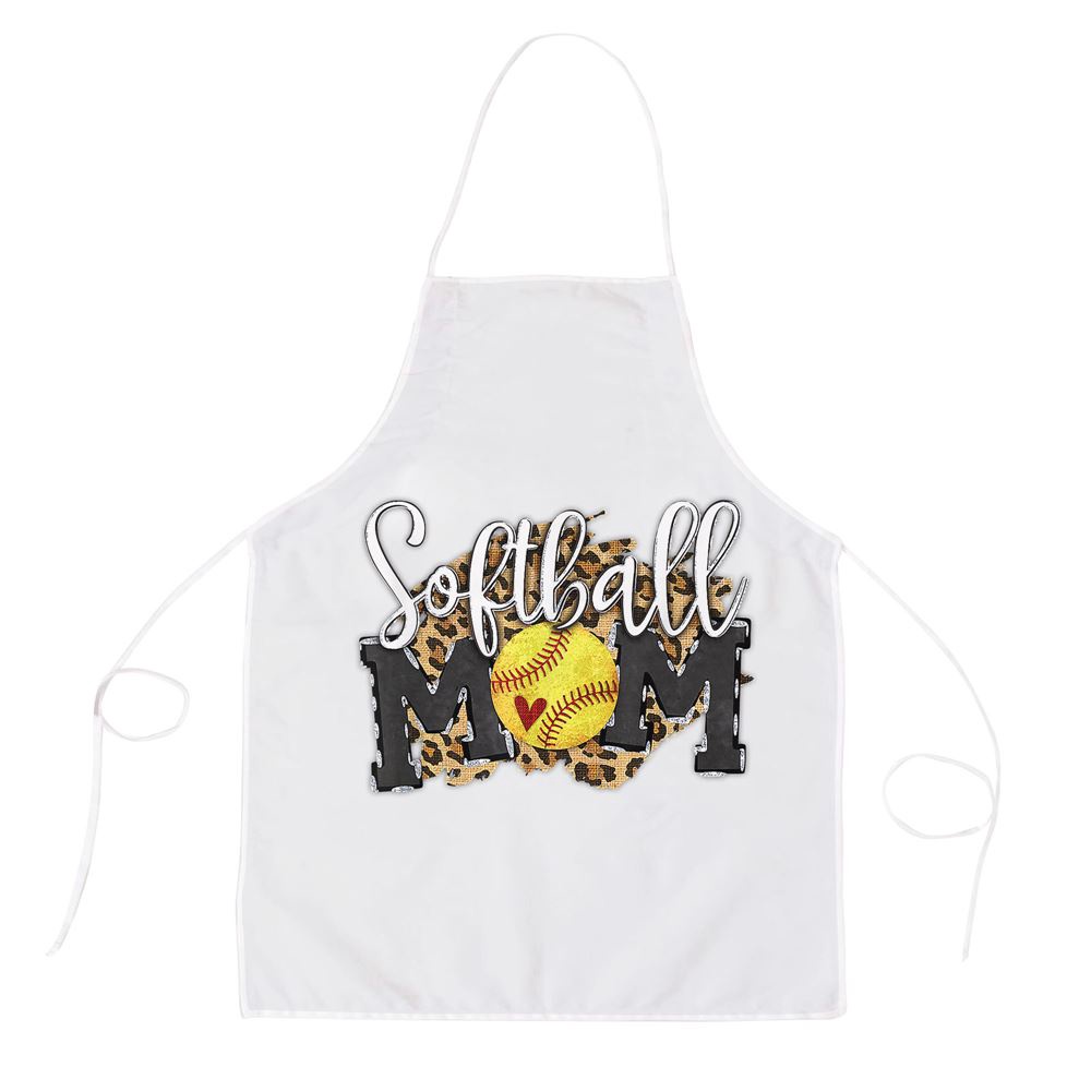 Softball Mom Leopard Funny Baseball Mom Mothers Day Apron, Mothers Day Apron, Mother’s Day Gifts