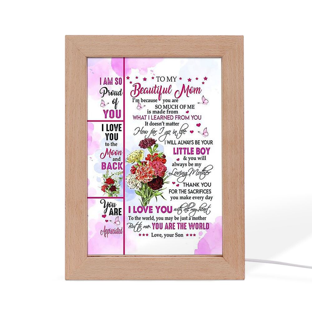 Thank You For All The Sacrifices Frame Lamp, Picture Frame Light, Frame Lamp, Mother’s Day Gifts