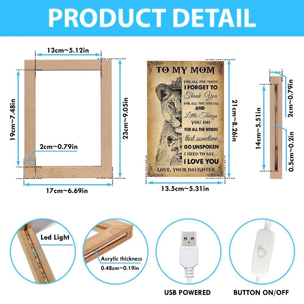 Thank You Mom Frame Lamp, Picture Frame Light, Frame Lamp, Mother’s Day Gifts