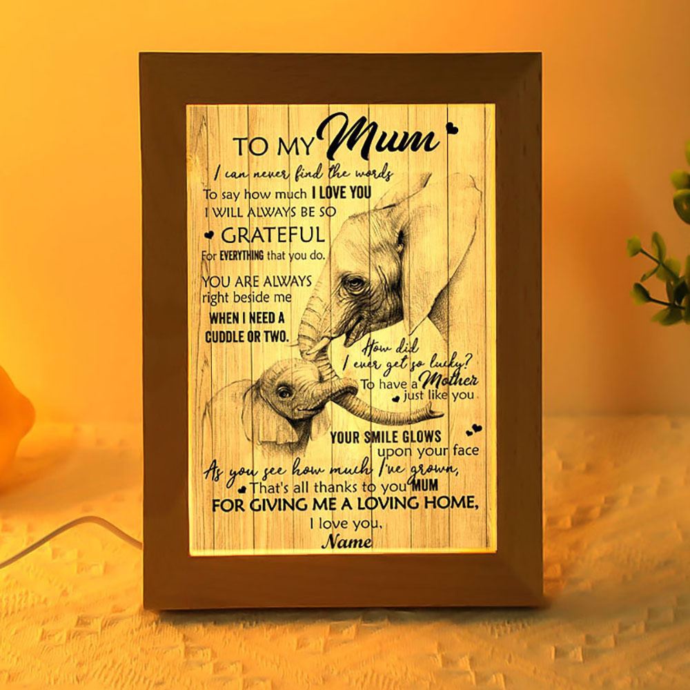 Thanks To You Mum Elephant Frame Lamp, Picture Frame Light, Frame Lamp, Mother’s Day Gifts