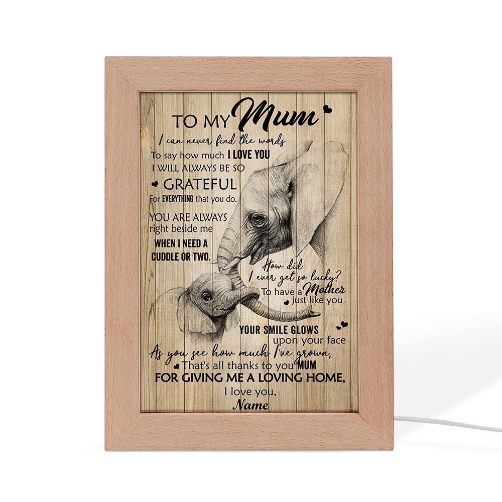 Thanks To You Mum Elephant Frame Lamp, Picture Frame Light, Frame Lamp, Mother’s Day Gifts