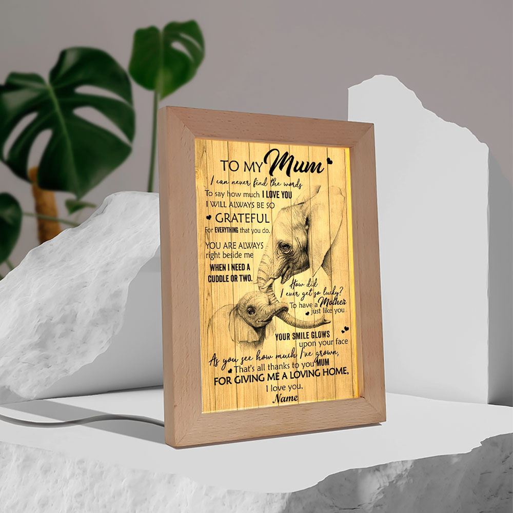Thanks To You Mum Elephant Frame Lamp, Picture Frame Light, Frame Lamp, Mother’s Day Gifts