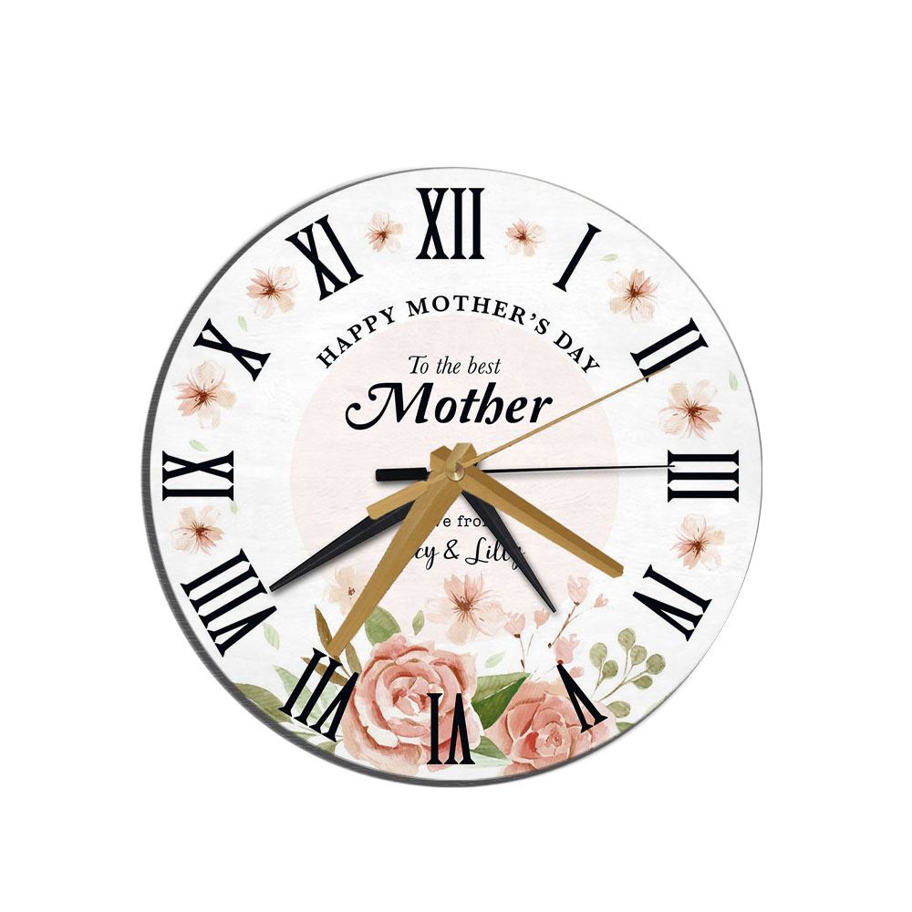 The Best Mother Watercolour Floral Mother’s Day Gift Personalised Wooden Clock, Mother’s Day Clock, Mother’s Day Gifts