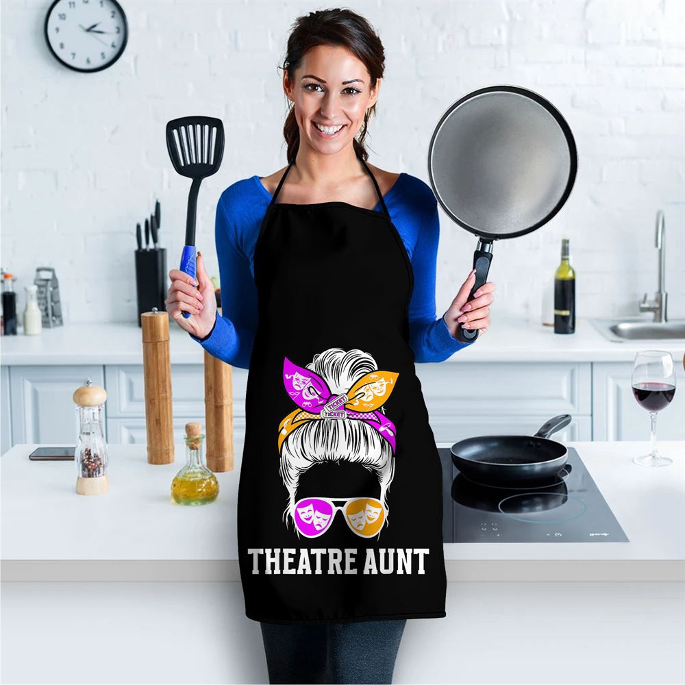 Theatre Aunt Messy Bun Theatre Actress Aunt Theater Auntie Apron, Aprons For Mother’s Day, Mother’s Day Gifts