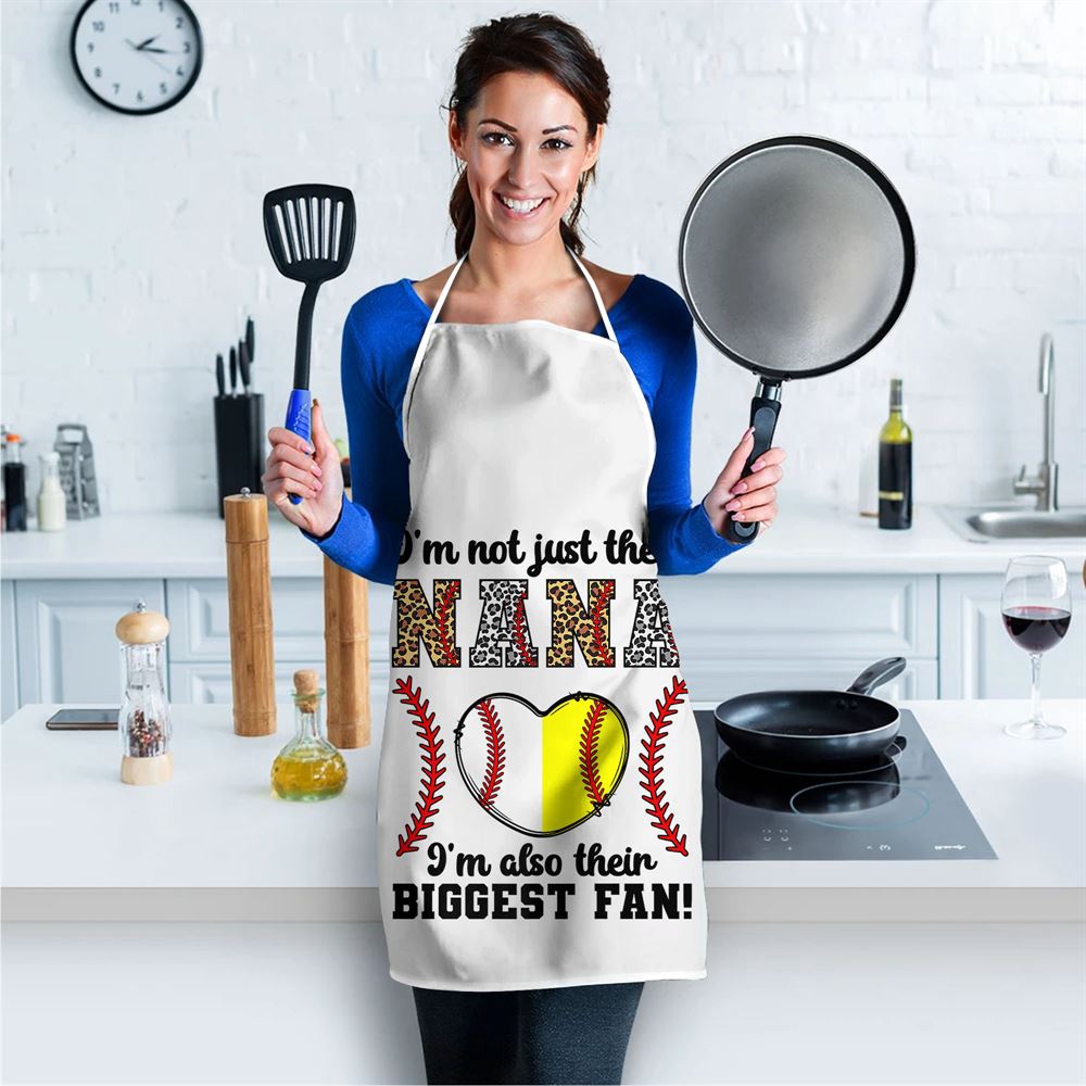 Their Biggest Fan Nana Softball Baseball Nana Grandma Premium Apron, Mothers Day Apron, Mother’s Day Gifts