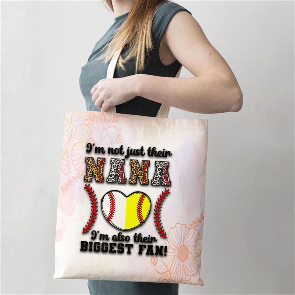 Their Biggest Fan Nana Softball Baseball Nana Grandma Premium Tote Bag, Mom Tote Bag, Tote Bags For Moms, Mother’s Day Gifts