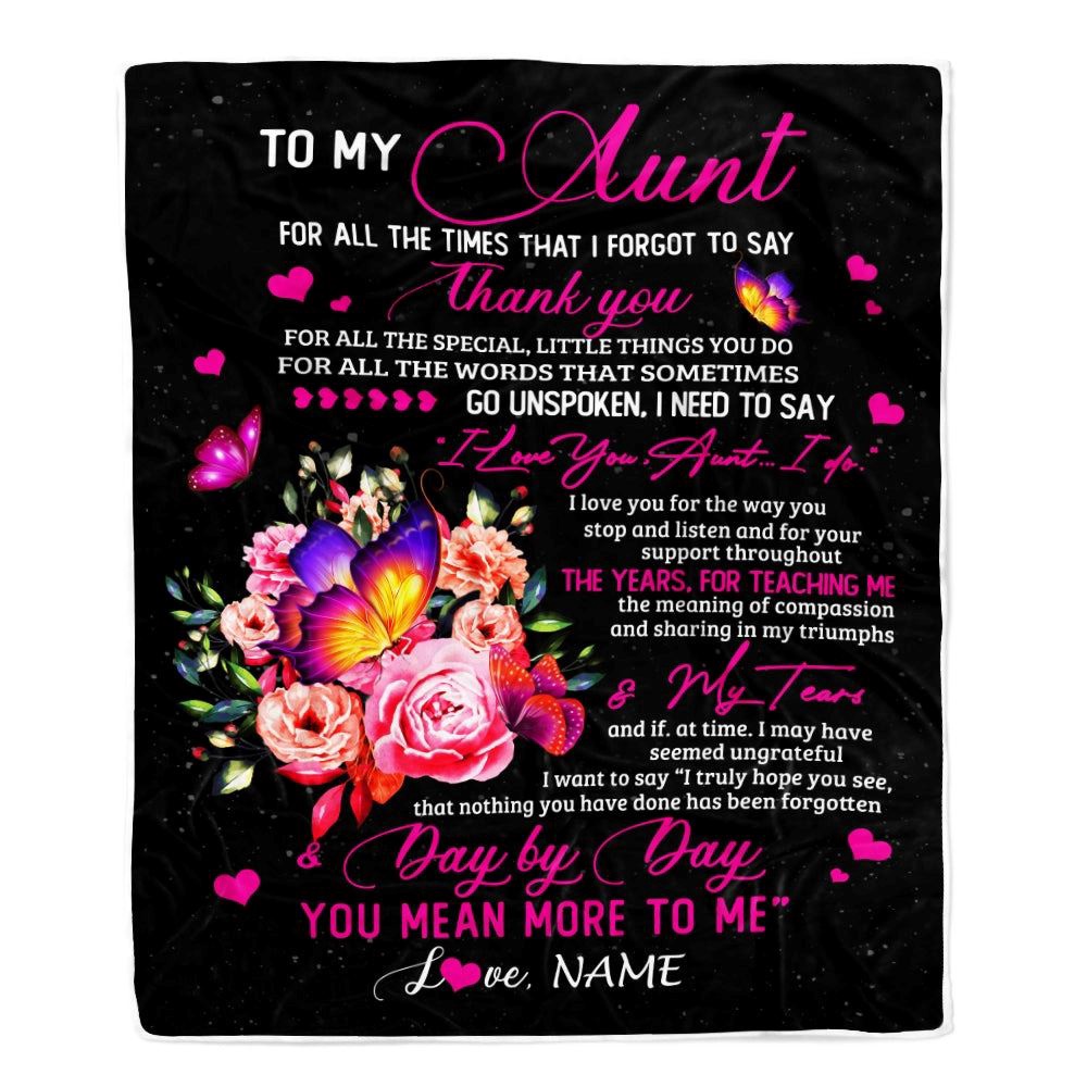 To My Aunt Blanket From Daughter Son Flower Butterfly Thank You For All The Special, Personalized Blanket For Mom, Mother’s Day Gifts Blanket