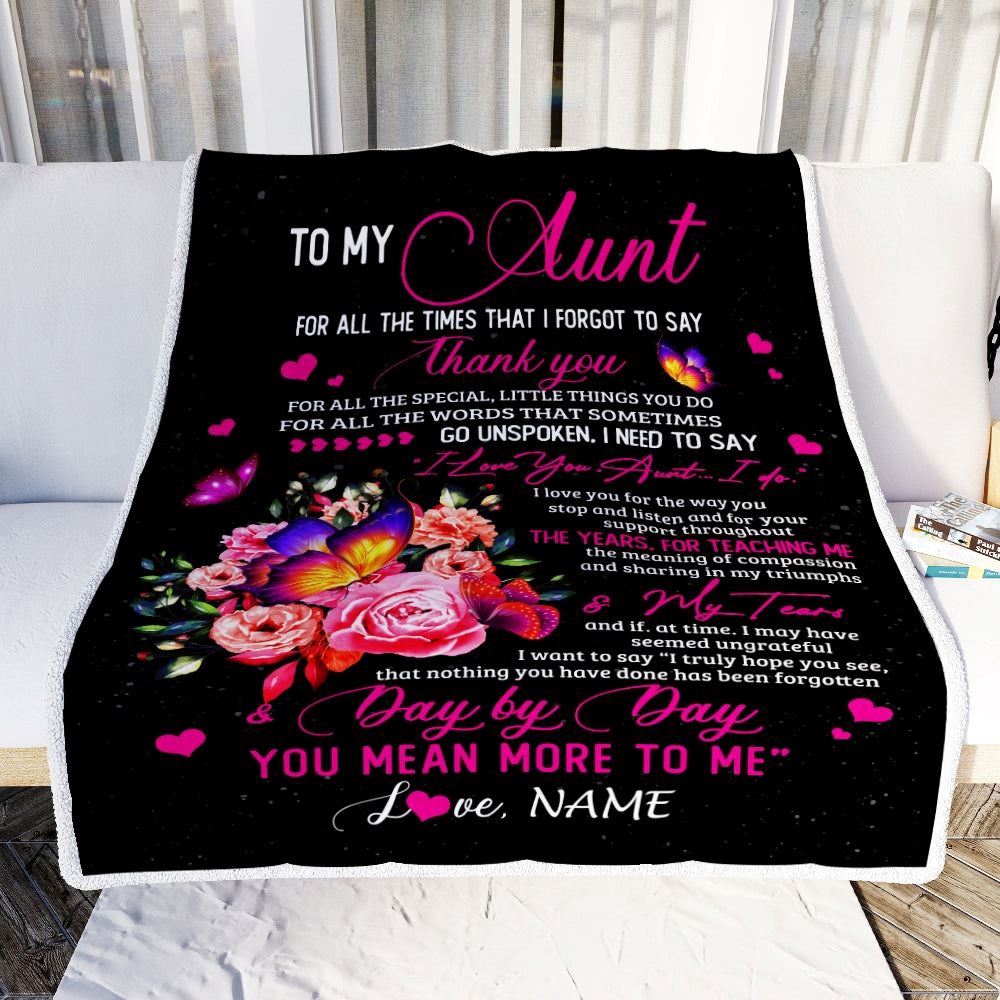 To My Aunt Blanket From Daughter Son Flower Butterfly Thank You For All The Special, Personalized Blanket For Mom, Mother’s Day Gifts Blanket
