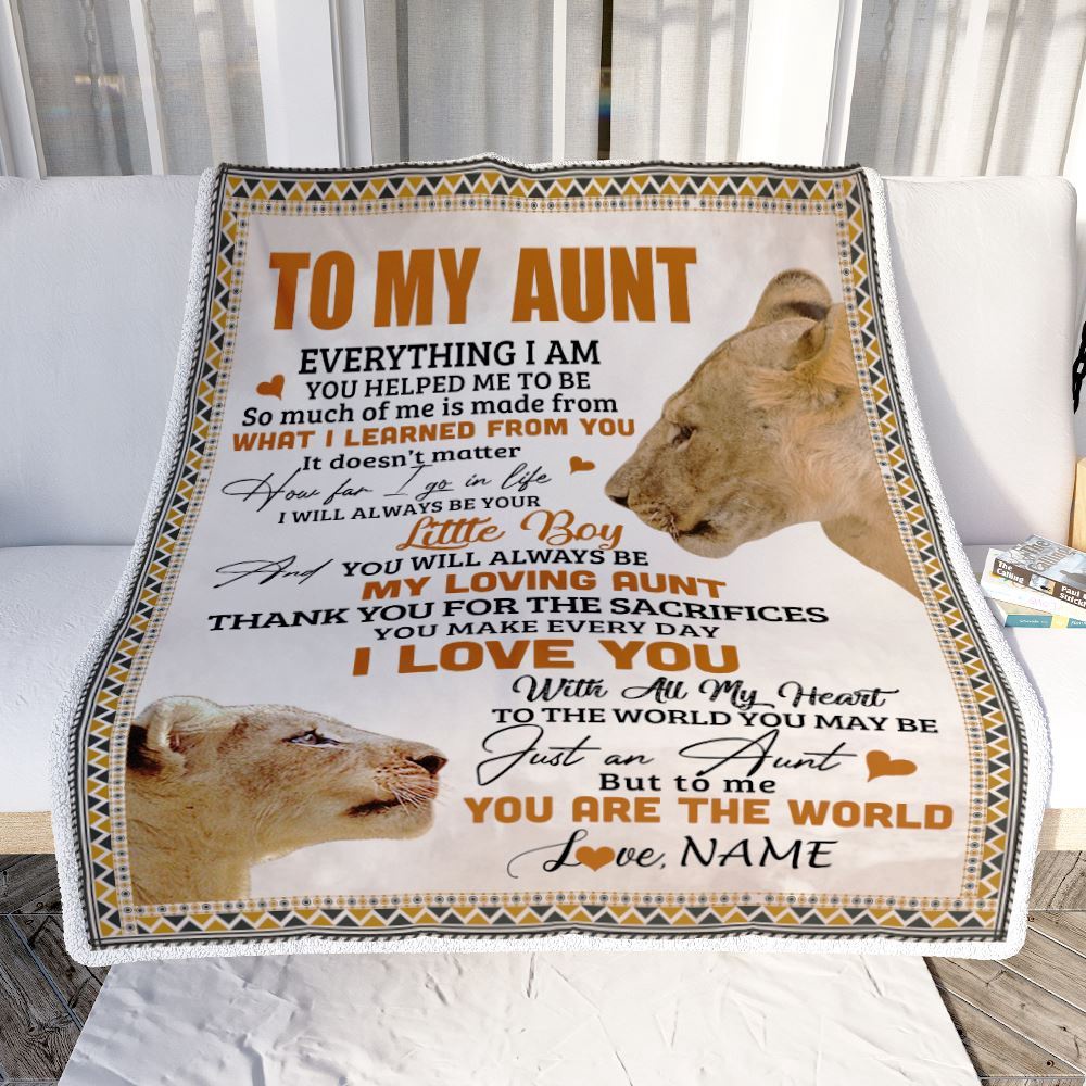 To My Aunt Blanket From Nephew Lion My Loving Father I Love You, Personalized Blanket For Mom, Mother’s Day Gifts Blanket
