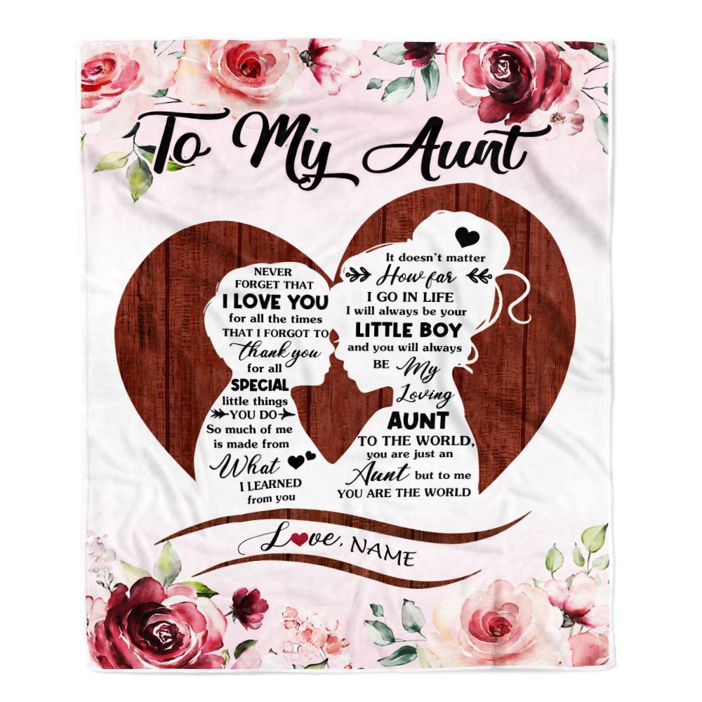 To My Aunt Blanket From Nephew Never Forget I Love You Heart Flower, Personalized Blanket For Mom, Mother’s Day Gifts Blanket