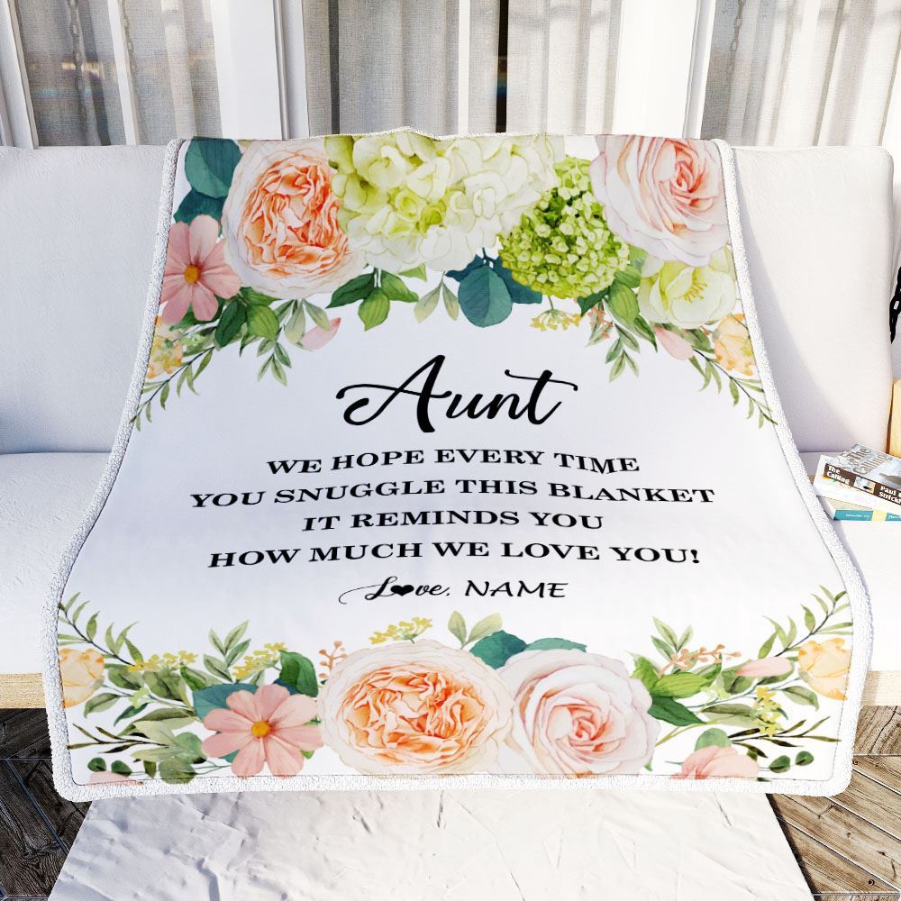 To My Aunt Blanket From Niece Nephew How Much We Love You Flower, Personalized Blanket For Mom, Mother’s Day Gifts Blanket