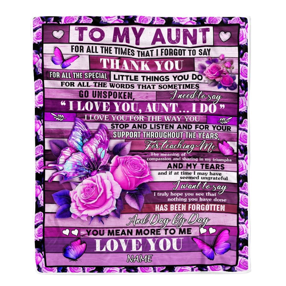 To My Aunt Blanket From Niece Nephew Wood Butterfly You Mean More To Me, Personalized Blanket For Mom, Mother’s Day Gifts Blanket