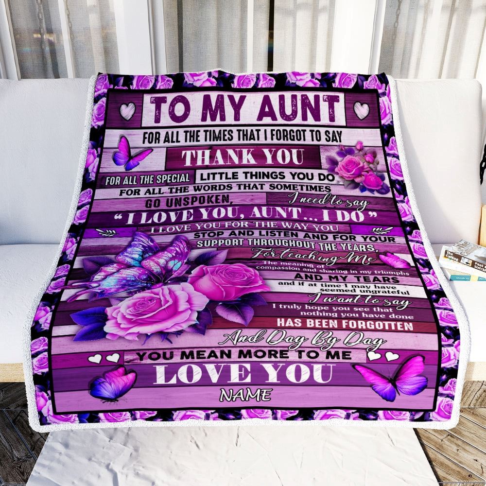 To My Aunt Blanket From Niece Nephew Wood Butterfly You Mean More To Me, Personalized Blanket For Mom, Mother’s Day Gifts Blanket