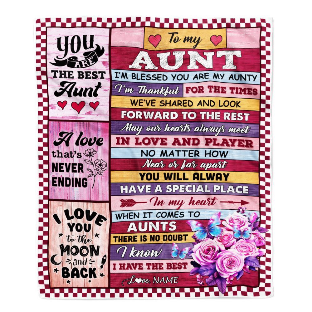 To My Aunt Blanket From Niece Nephew Wood I Am Blessed You Are, Personalized Blanket For Mom, Mother’s Day Gifts Blanket