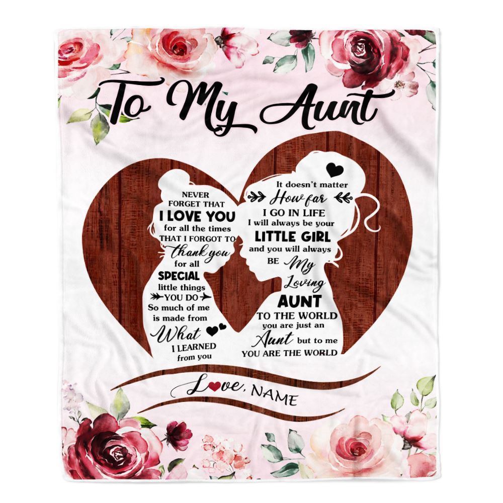 To My Aunt Blanket From Niece Never Forget I Love You Heart Flower, Personalized Blanket For Mom, Mother’s Day Gifts Blanket