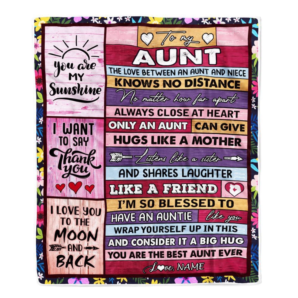 To My Aunt Blanket From Niece Wood The Love Between An Aunt And Niece, Personalized Blanket For Mom, Mother’s Day Gifts Blanket