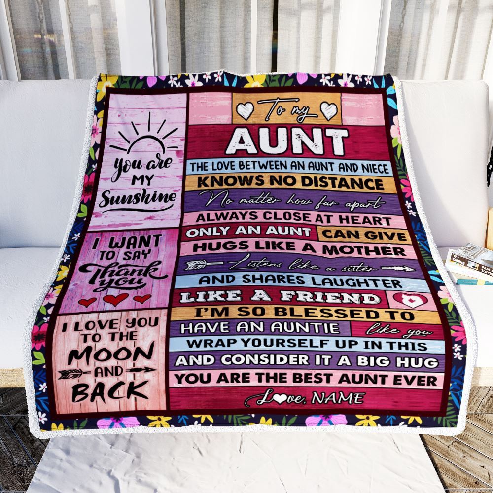To My Aunt Blanket From Niece Wood The Love Between An Aunt And Niece, Personalized Blanket For Mom, Mother’s Day Gifts Blanket