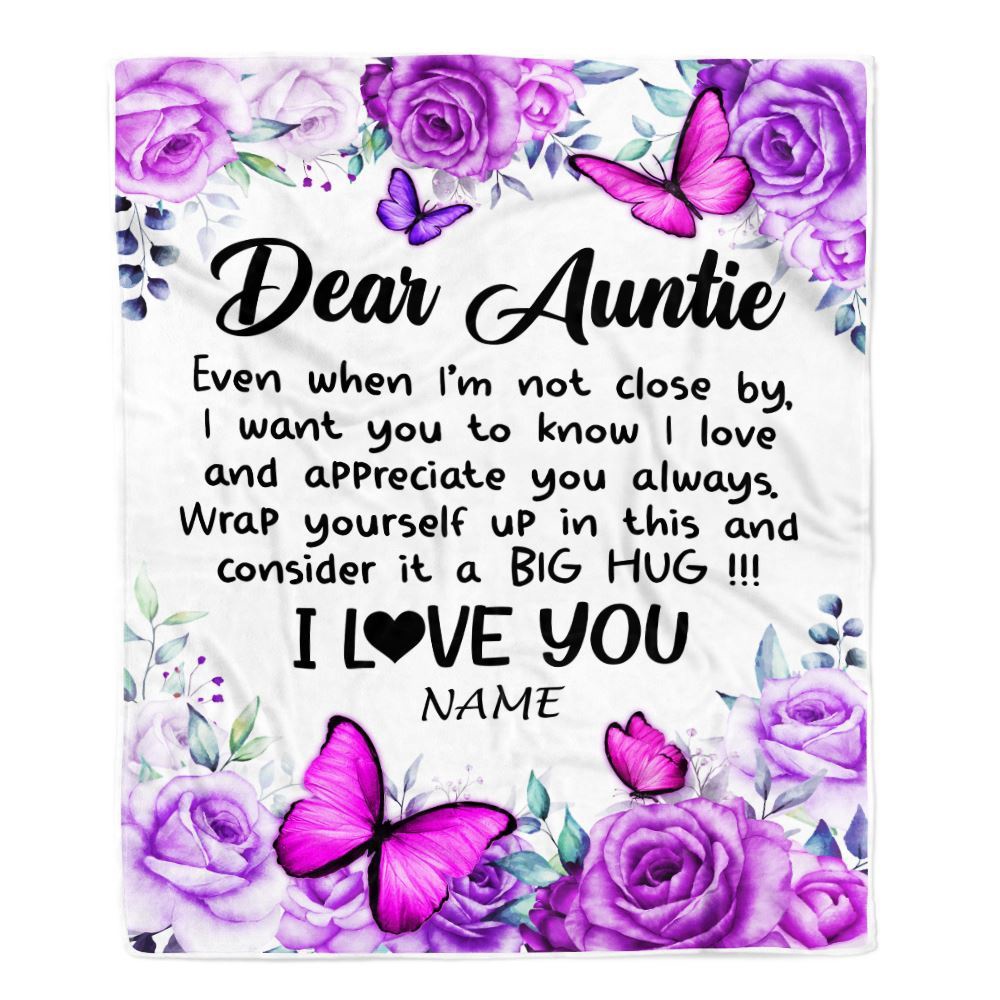 To My Auntie Blanket From Niece Nephew Butterfly Love And Appreciate, Personalized Blanket For Mom, Mother’s Day Gifts Blanket