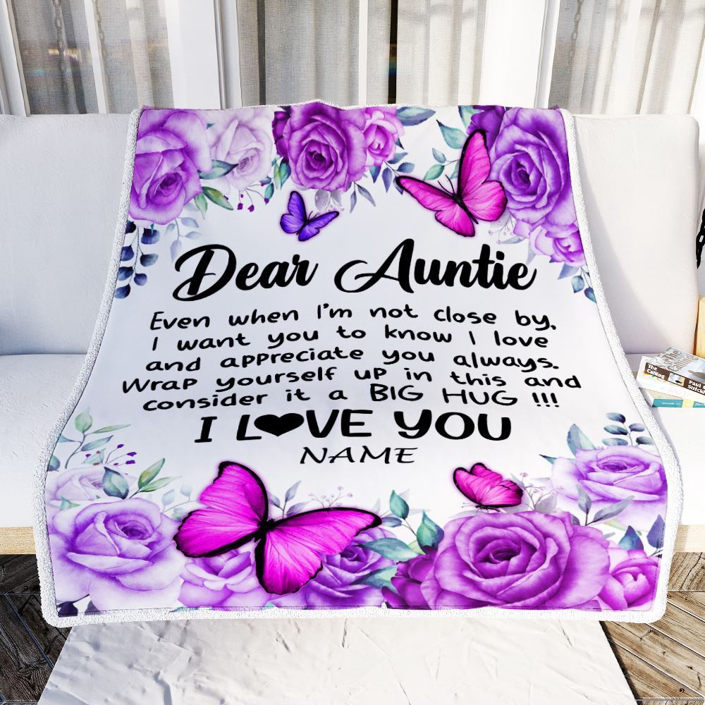 To My Auntie Blanket From Niece Nephew Butterfly Love And Appreciate, Personalized Blanket For Mom, Mother’s Day Gifts Blanket