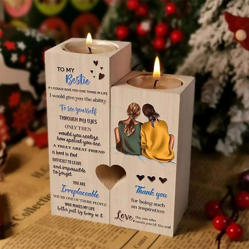 To My Bestie, If I Could Give You One Thing In Life I Would Give You Ths Ability To See Youself Heart Candle Holders, Mothers Day Candle