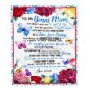 To My Bonus Mom Blanket from Daughter Son Floral Air Mail Letter I Love You Bonus, Personalized Blanket For Mom, Mother’s Day Gifts Blanket