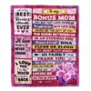 To My Bonus Mom Blanket From Stepdaughter Thank You Grateful Love, Personalized Blanket For Mom, Mother’s Day Gifts Blanket