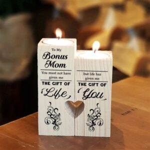 To My Bonus Mom Wooden Candlestick Shelf&hellip;