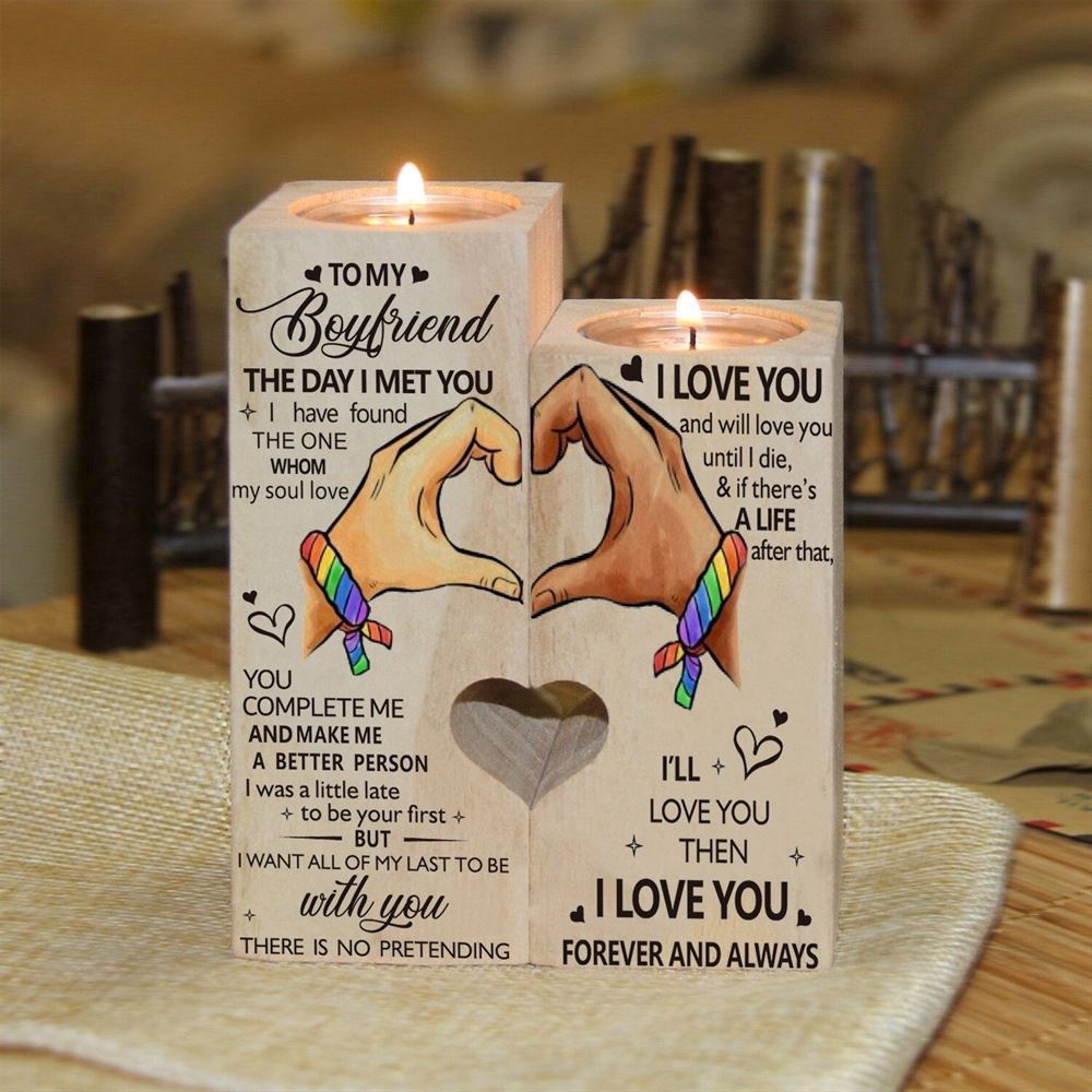 To My Boyfriend, I Love You And Will Love You Until I Die Heart Candle Holders, Mothers Day Candle