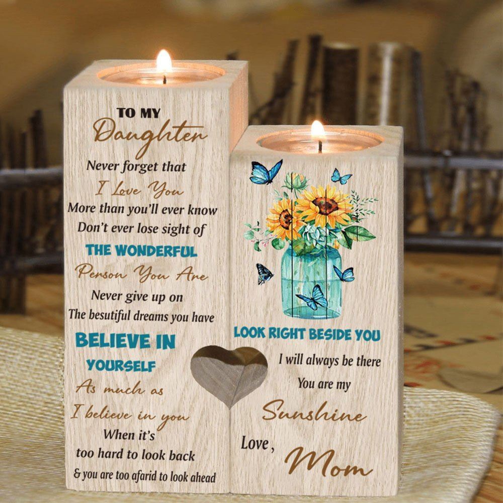 To My Daughter, Never Forget That I Love You More Than You’Ll Ever Know Heart Candle Holders, Mothers Day Candle
