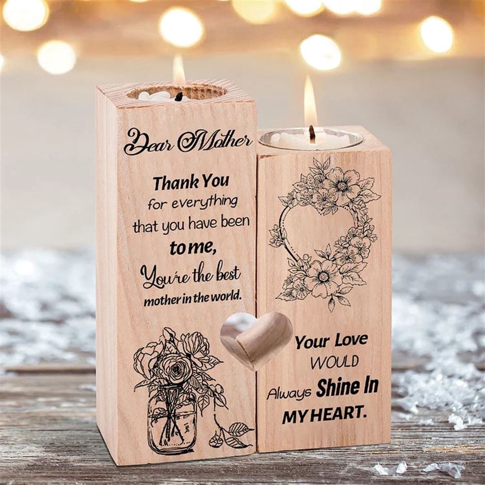 To My Dear Mother Heart Candle Holders, You’Re The Best Mother In The World, Heart Candle Holder Gifts For Mom, Mothers Day Candle