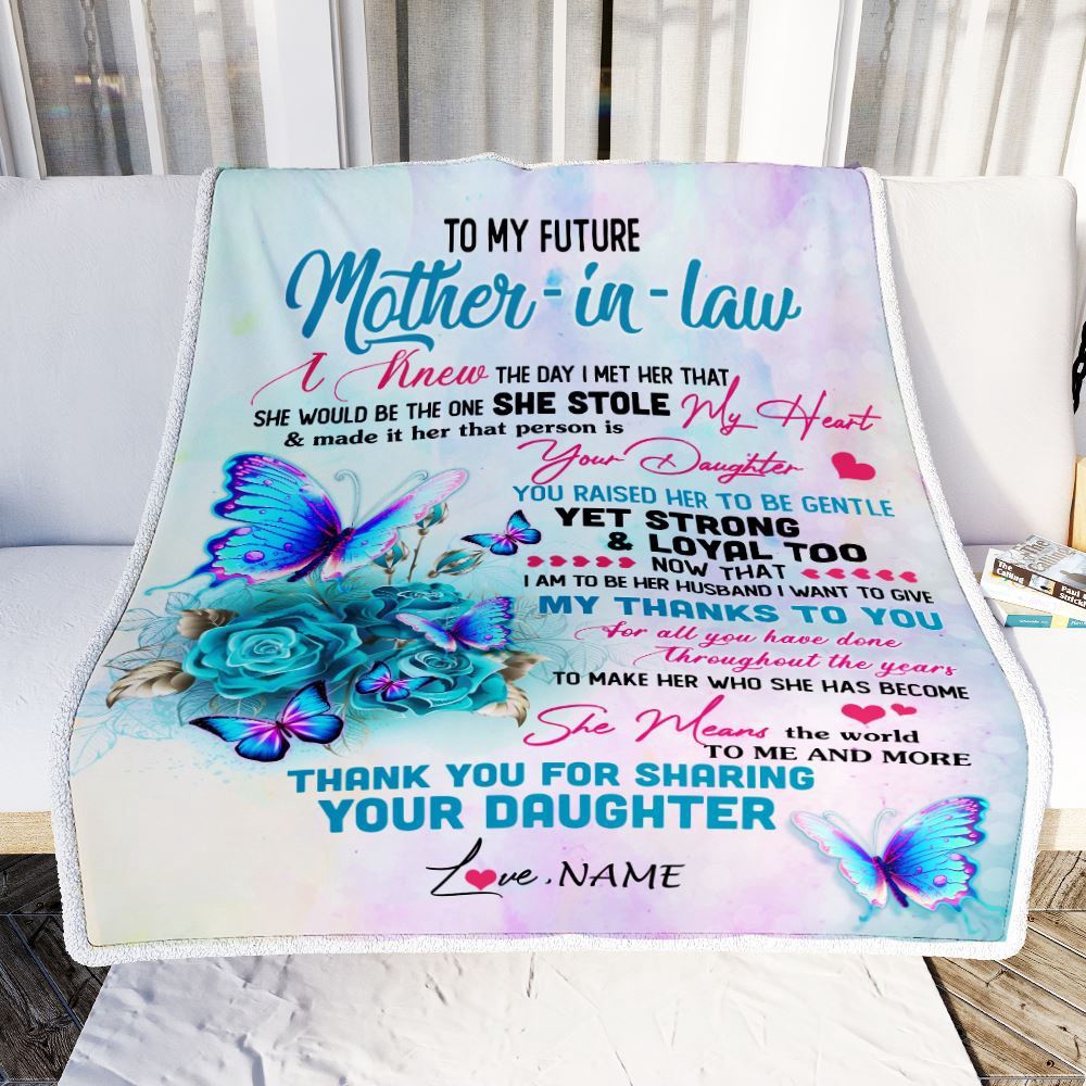 To My Future Mother In Law Blanket From Daughter Thank You For Sharing Son, Mother Day Blanket, Personalized Blanket For Mom To My Future Mother In Law Blanket From Daughter Thank You For Sharing Son, Mother Day Blanket, Personalized Blanket For Mom