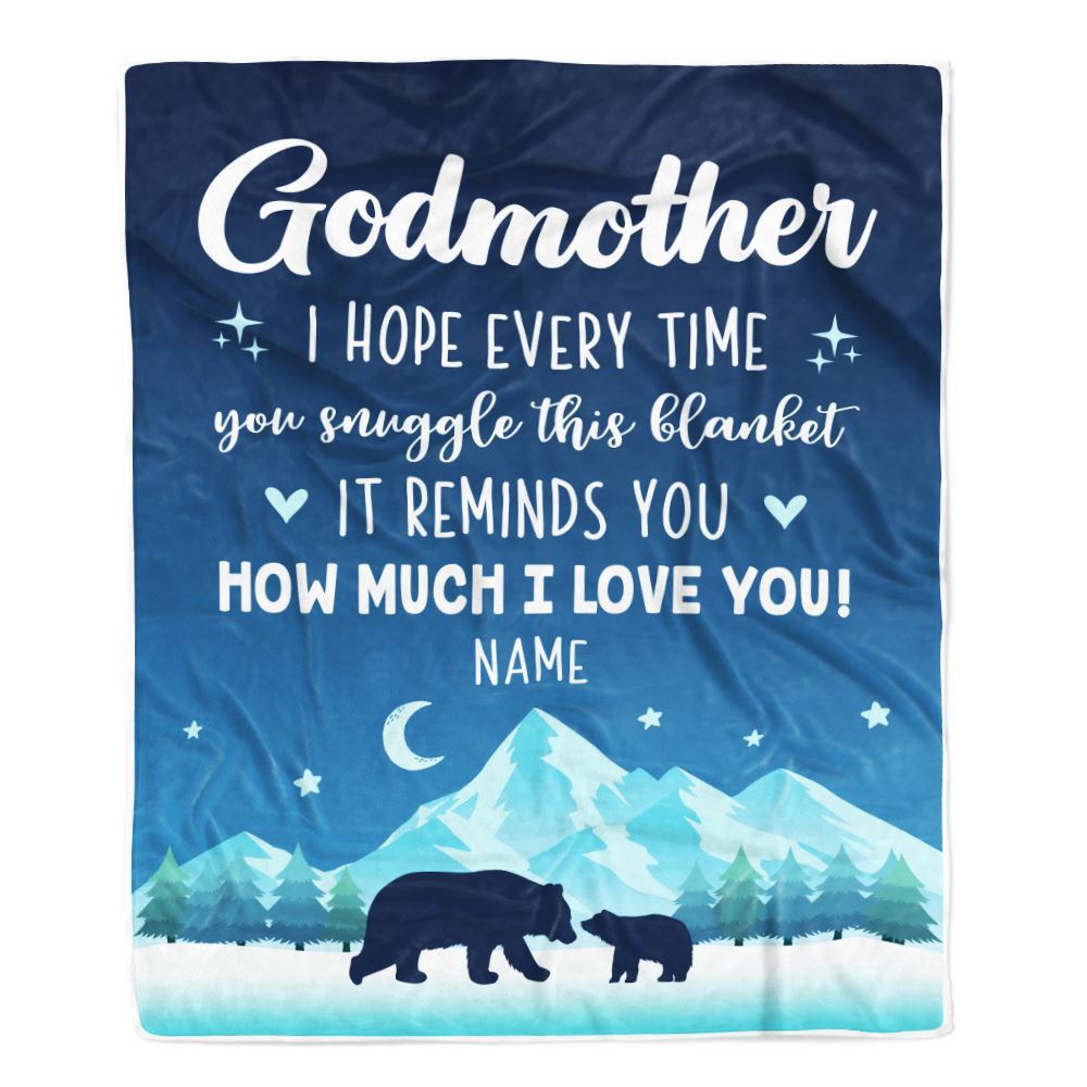To My Godmother Blanket From Goddaughter Niece I Hope Every Time Bear, Mother Day Blanket, Personalized Blanket For Mom