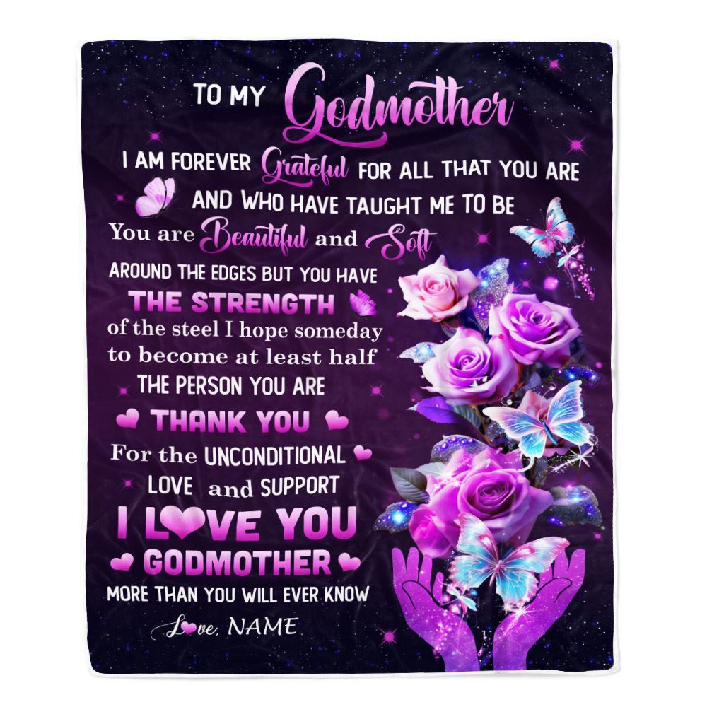 To My Godmother Blanket Thank You For Love Butterfly, Mother Day Blanket, Personalized Blanket For Mom To My Godmother Blanket Thank You For Love Butterfly, Mother Day Blanket, Personalized Blanket For Mom