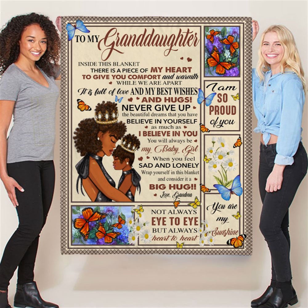 To My Granddaughter Grandma Love You Never Give Up Black Girl Gift Ideas Blanket, Blankets For Mothers Day To My Granddaughter Grandma Love You Never Give Up Black Girl Gift Ideas Blanket, Blankets For Mothers Day