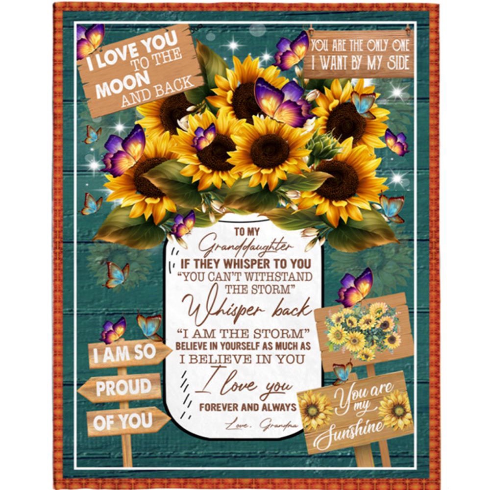 To My Granddaughter Grandma Love You Sunflower Gift Ideas Blanket, Blankets For Mothers Day To My Granddaughter Grandma Love You Sunflower Gift Ideas Blanket, Blankets For Mothers Day